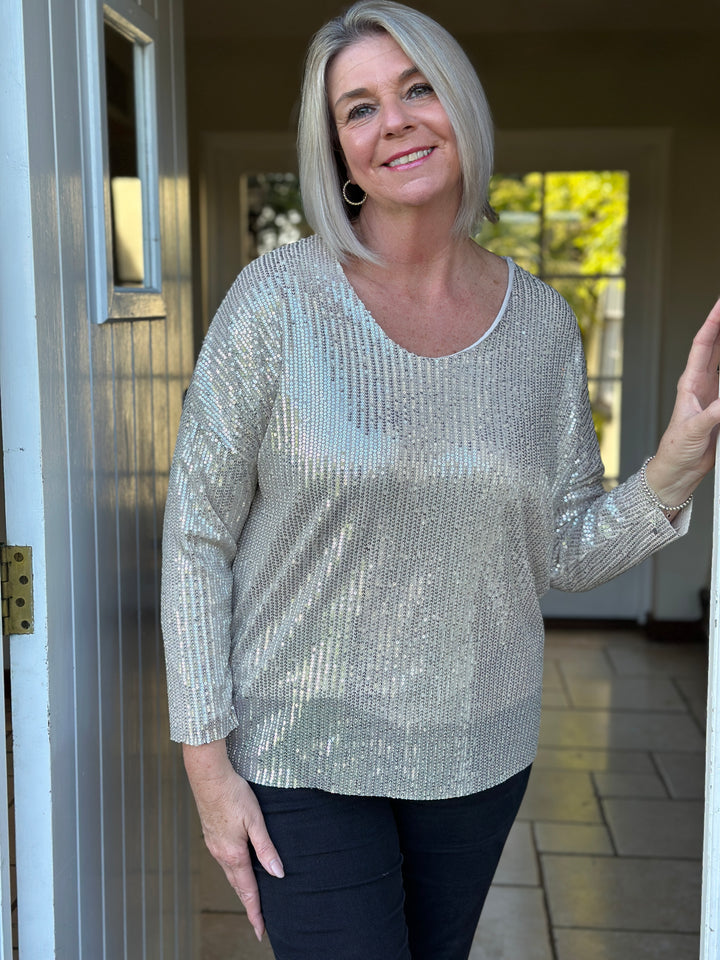 Sequin Party Top | Champagne