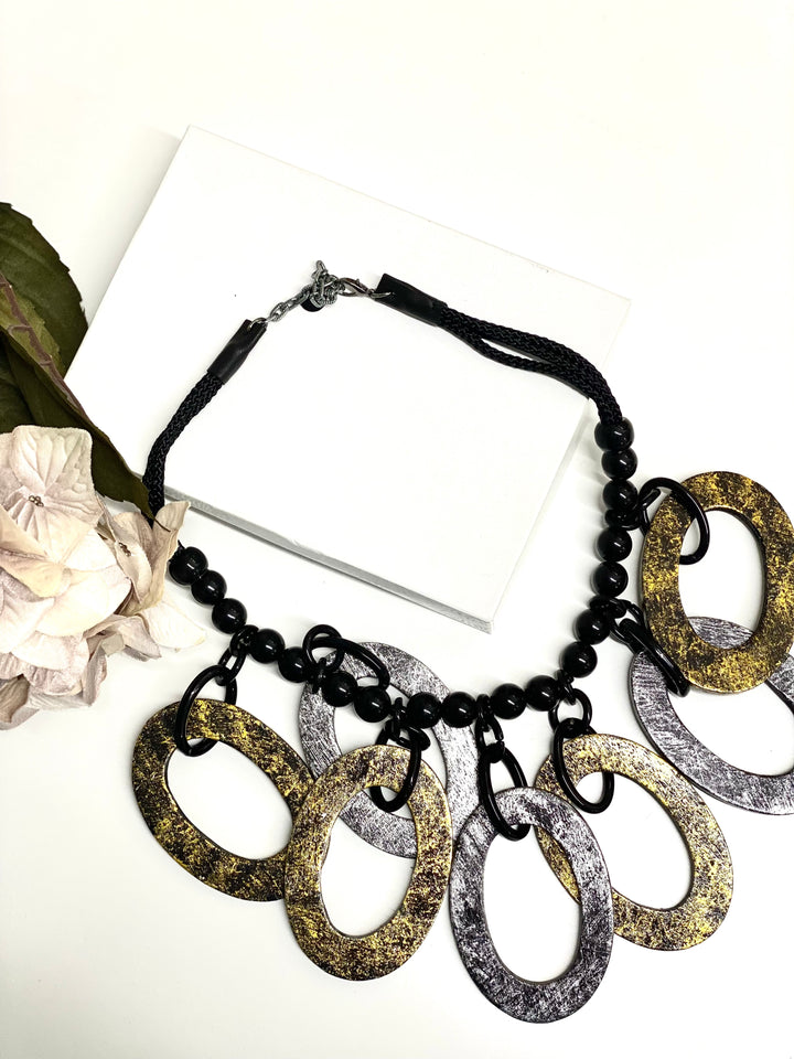 Gold & Silver Oval Bead Necklace