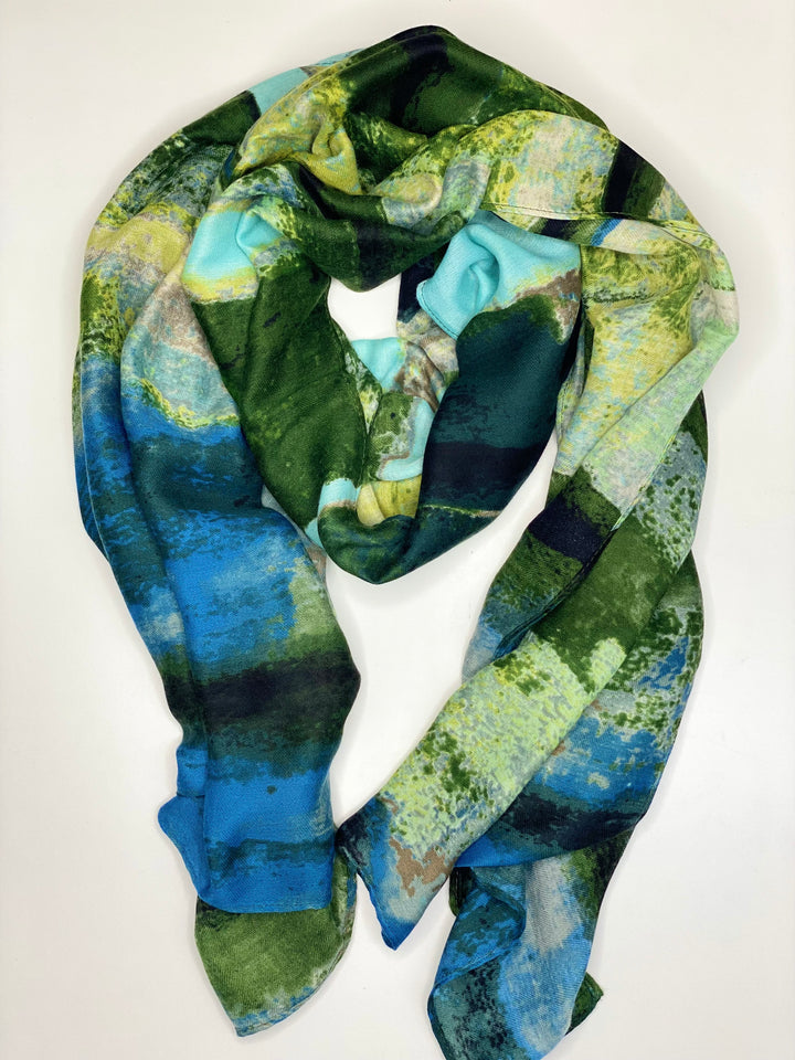 Hand Painted Print Scarf | Green