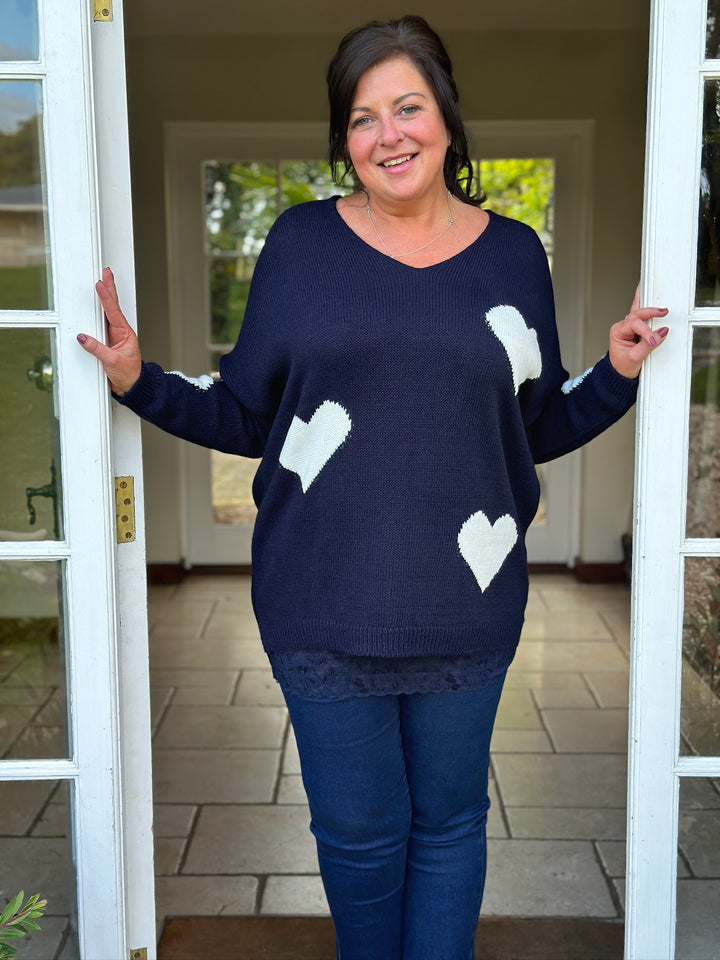 Love Heart Knit Jumper | Navy