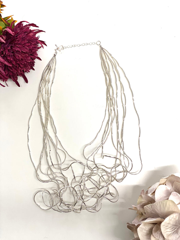 Twisted Lightweight Strand Necklace - Short | Silver