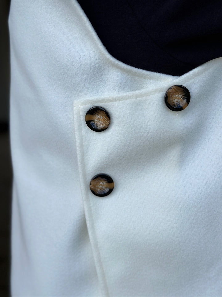 Longline Button Detail Gilet | Cream