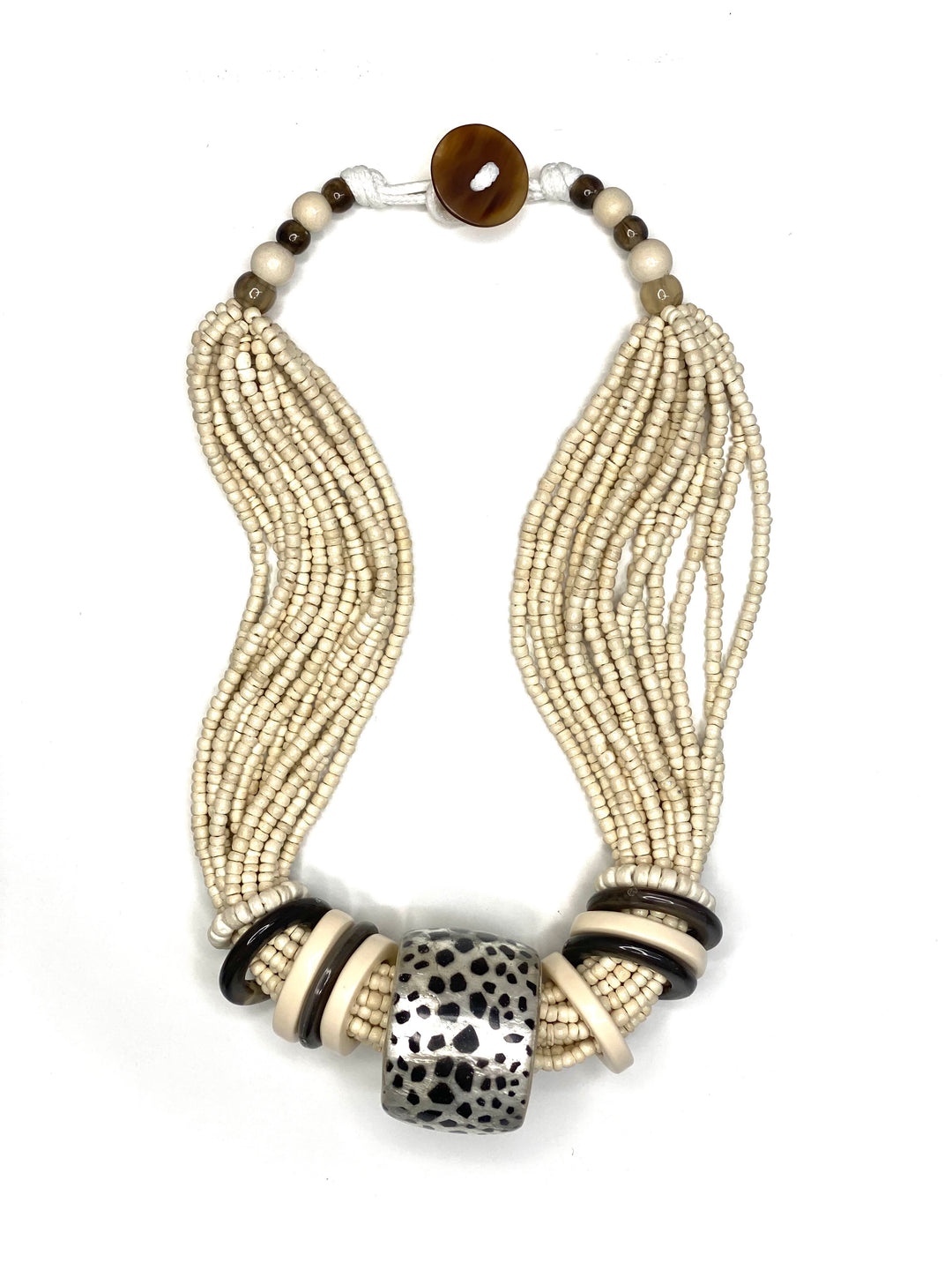 Layered Beaded Leopard Ring Necklace