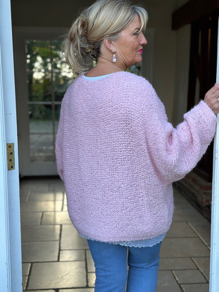 Teddy Bear Knit Jumper | Soft Pink