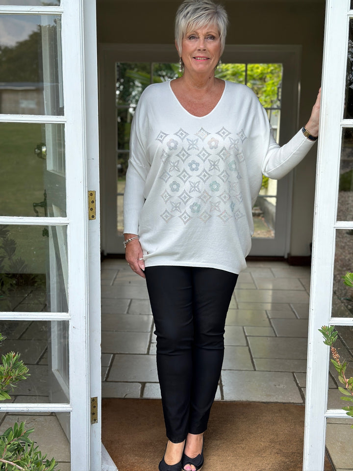 Diamante Sparkles Jumper - Malissa J | White