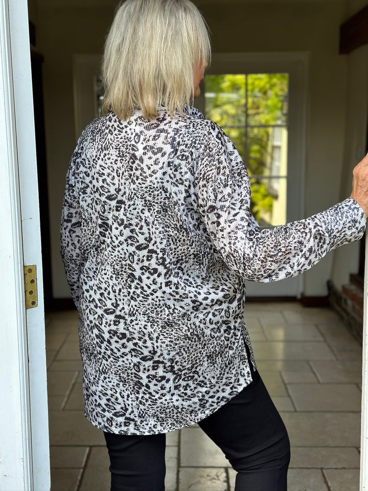 Leopard Sequin Embellished Blouse - Malissa J