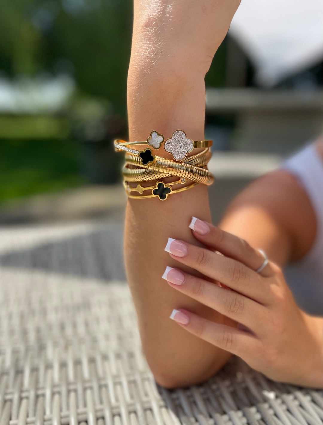 Double Bar Diamante Bracelet  | Gold