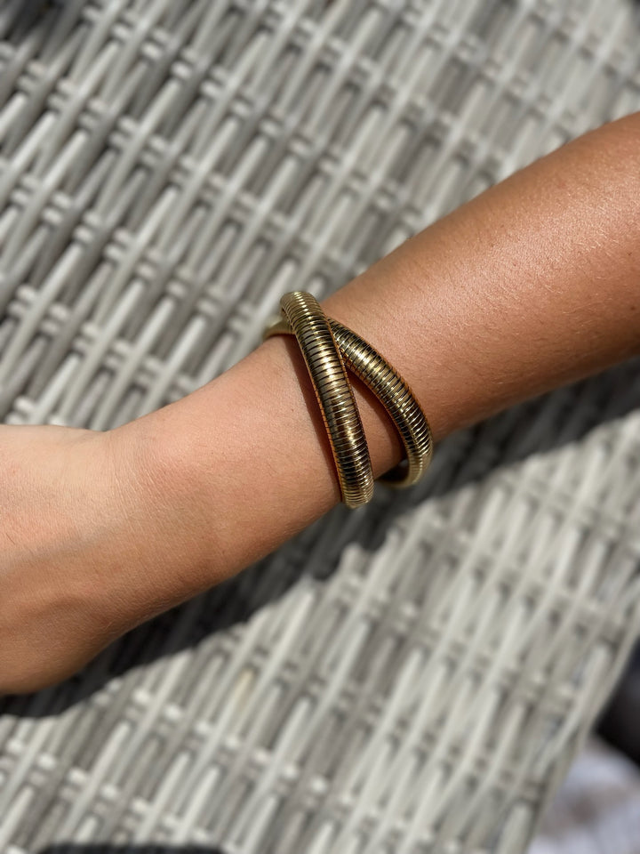 Double Band Stacked Bracelet | Gold