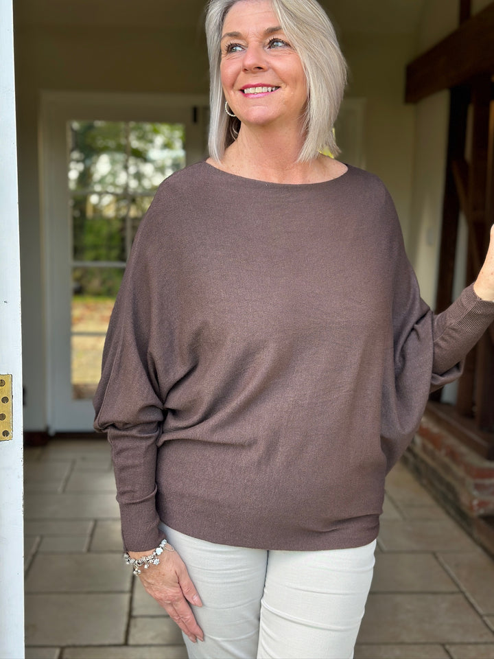 Batwing Lightweight Knit Jumper | Truffle