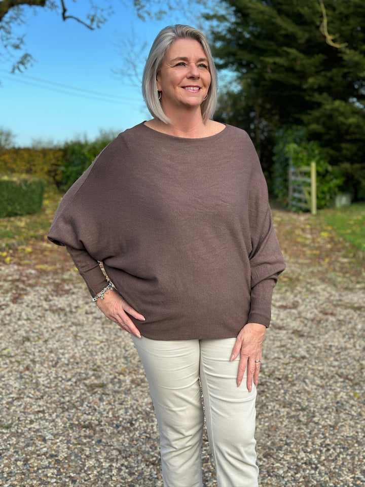 Batwing Lightweight Knit Jumper | Truffle