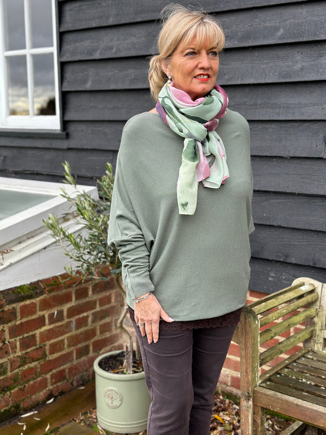 Batwing Lightweight Knit Jumper | Sage Green