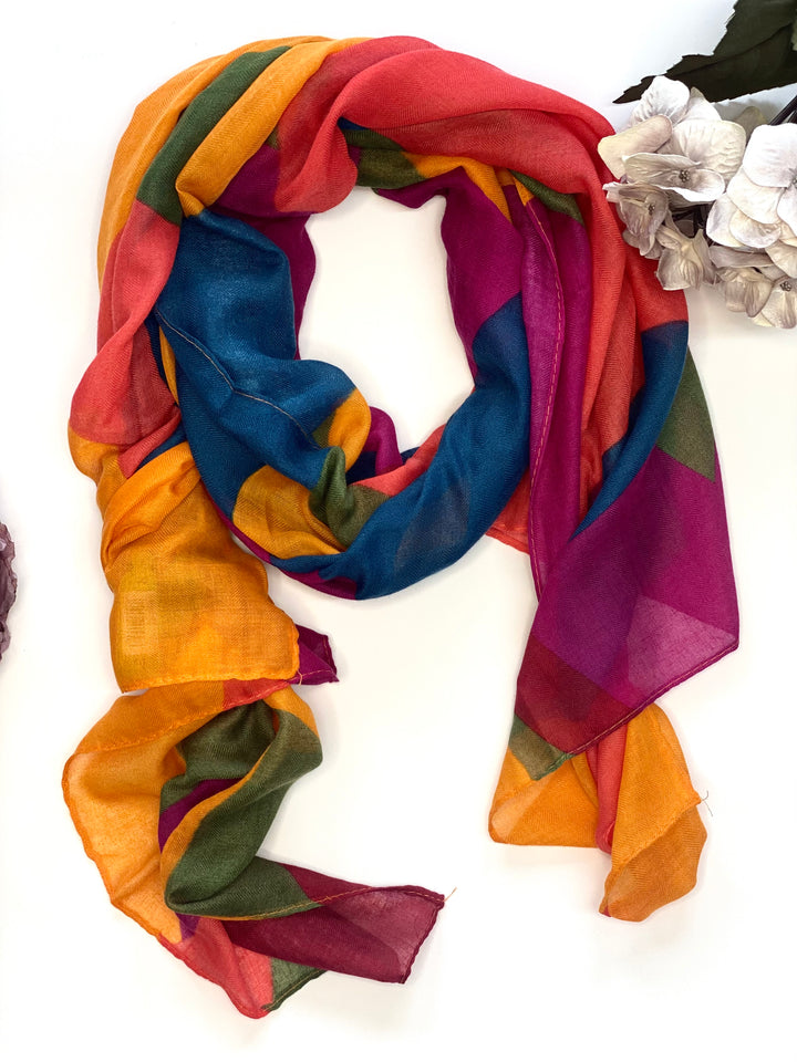 Multi Shape Abstract Scarf | Orange