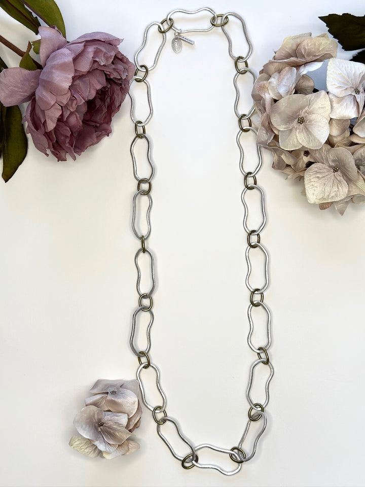 Two Tone Long Chain Necklace