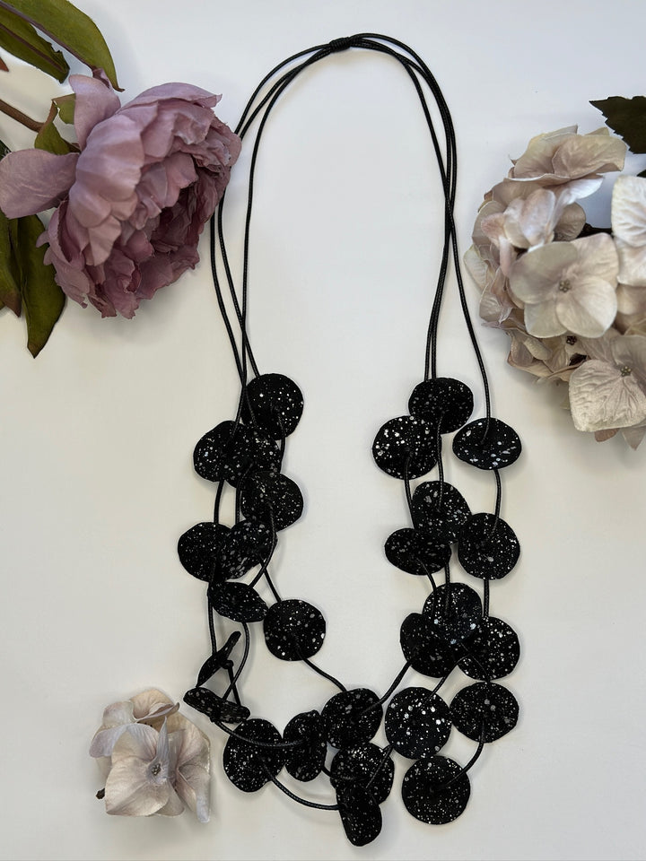 Lightweight Layered Disc Necklace | Black