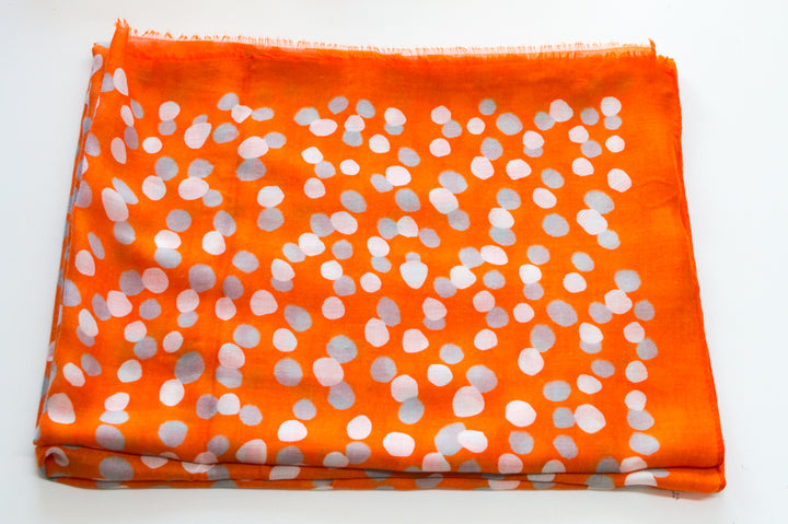 Orange & Grey Polka Dot Scarf