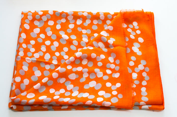 Orange & Grey Polka Dot Scarf