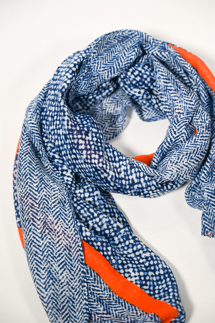 Blue and Orange Tassel Scarf