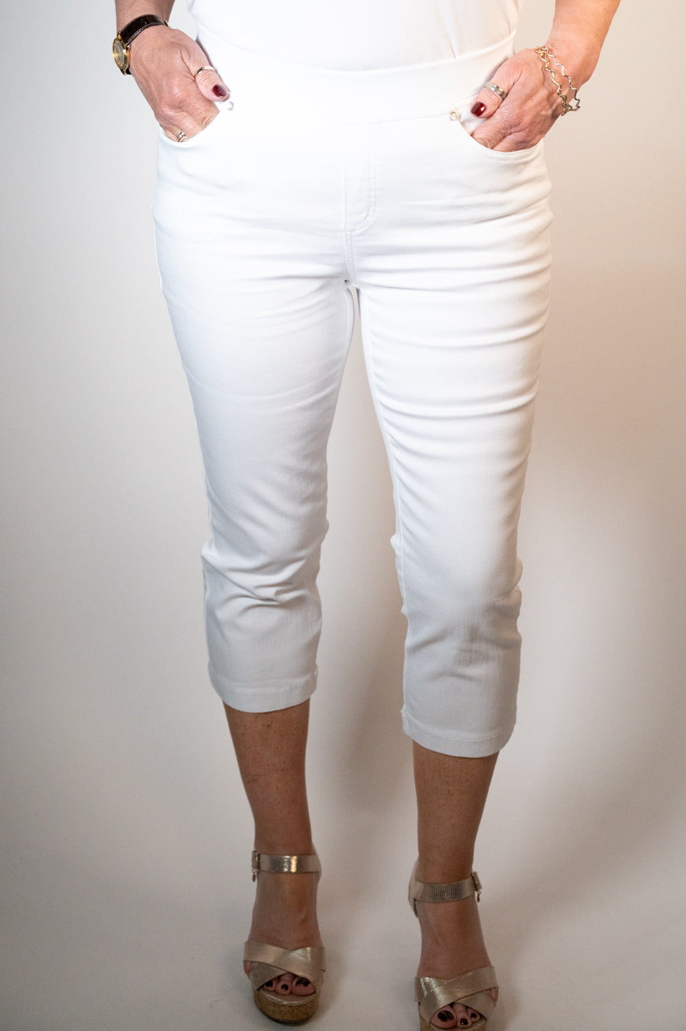 Trousers  Anna Montana Capri Jeans - White - 1016 – Mandy's Heaven